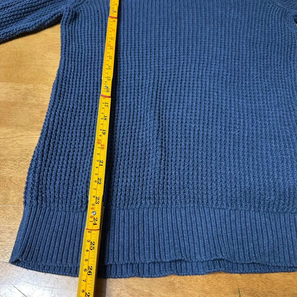 Pact Waffle Knit Sweater Mens S Blue 100% Organic Cotton Crewneck Fisherman Fall
